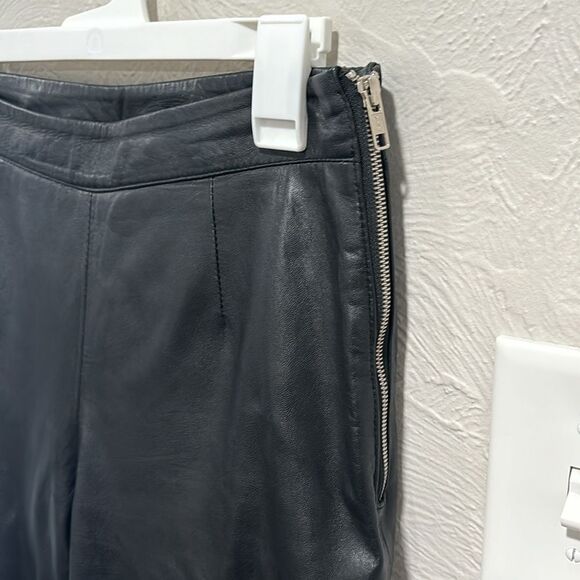 CREER New York 2002 100% Lambskin Leather Black Moto Fitted Pants size 8 - Picture 3 of 6